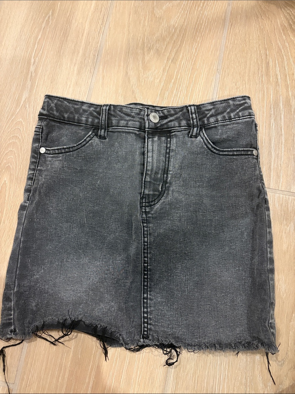 Art Class Youth Distressed Black Denim Mini Skirt